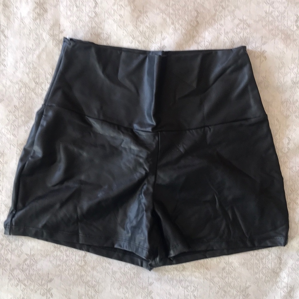 Faux leather high waisted shorts